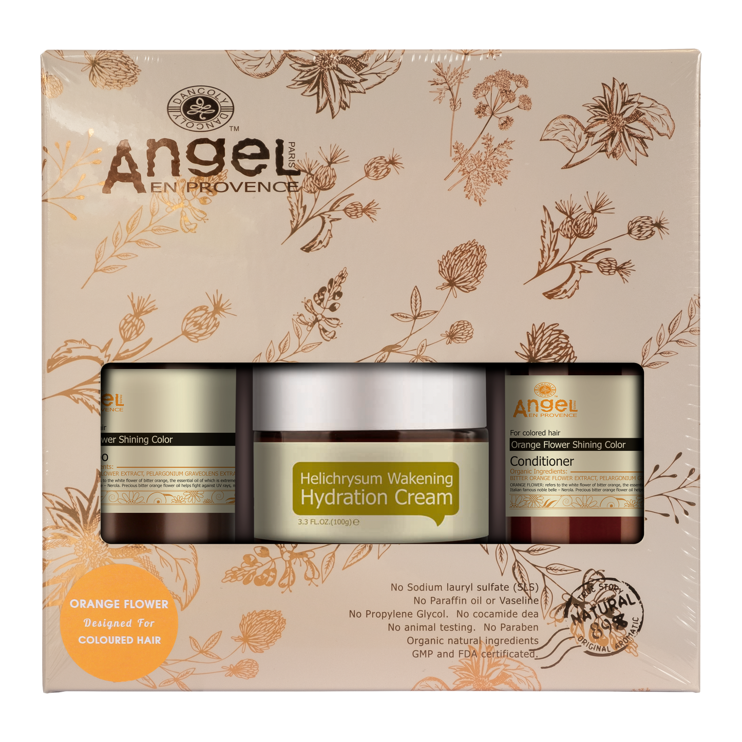 Angel Orange flower Christmas pack with helichrysum hydration cream